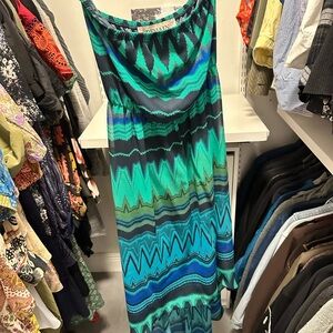 Strapless High-Low Dress in Teal & Blue by Nordstrom Remain